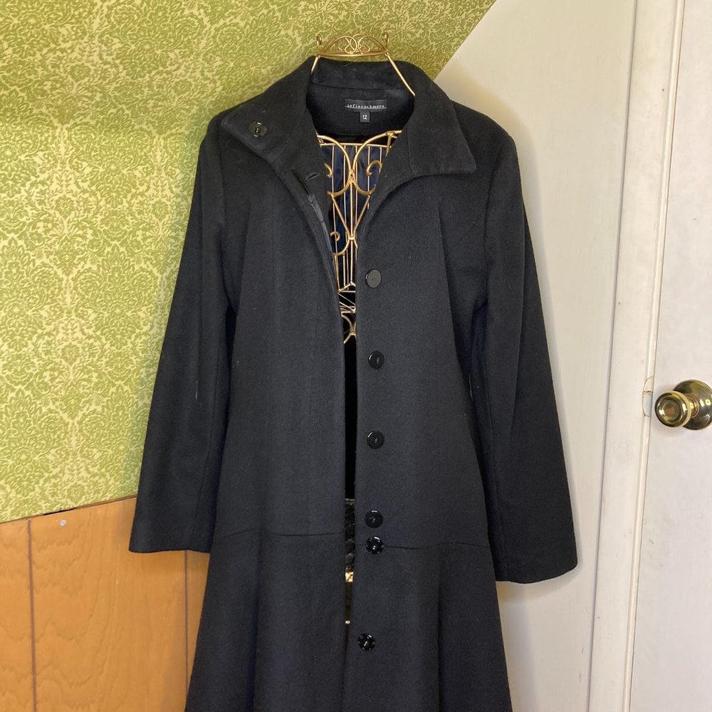 Sophia Cashmere Funnel-Neck Wool-Blend Coat